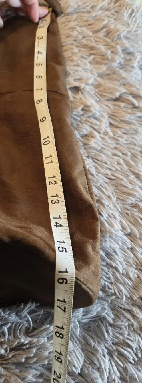 Suede Type Brown Boho bag with Floral Embellishments